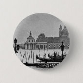 Schwarz-weißer Canal Venedig Italien Reisen Button (Vorderseite)