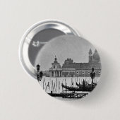 Schwarz-weißer Canal Venedig Italien Reisen Button (Vorne & Hinten)