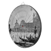 Schwarz-weißer Canal Venedig Italien Reisen Dartscheibe (Vorderseite rechts)