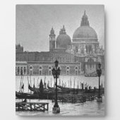 Schwarz-weißer Canal Venedig Italien Reisen Fotoplatte (Vorderseite)