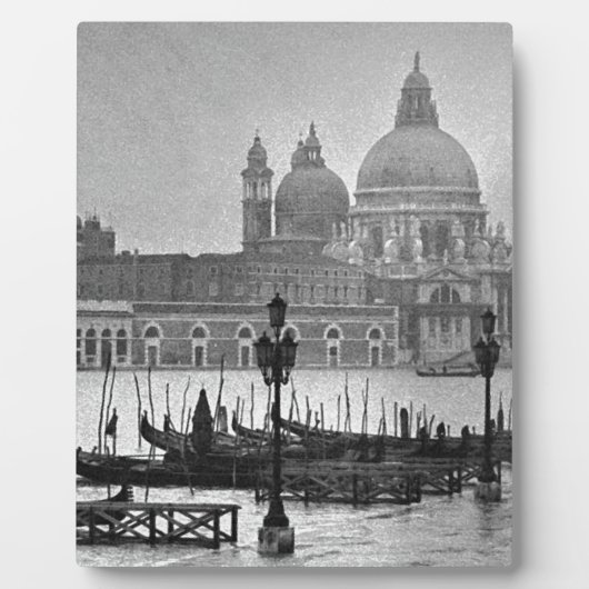 Schwarz-weißer Canal Venedig Italien Reisen Fotoplatte (Vorderseite)