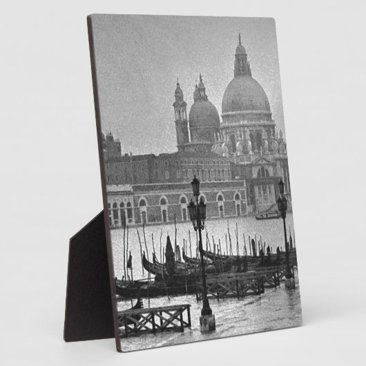 Schwarz-weißer Canal Venedig Italien Reisen Fotoplatte (Seite)