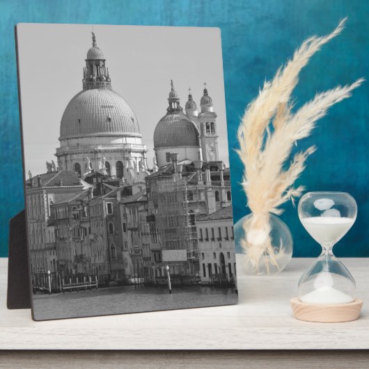 Schwarz-weißer Canal Venedig Italien Reisen Fotoplatte (Seite)