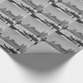 Schwarz-weißer Canal Venedig Italien Reisen Geschenkpapier (Ecke)
