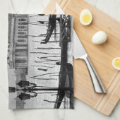 Schwarz-weißer Canal Venedig Italien Reisen Geschirrtuch (Viertel Falte)