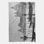 Schwarz-weißer Canal Venedig Italien Reisen Geschirrtuch (Vertikal)