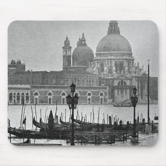 Schwarz-weißer Canal Venedig Italien Reisen Mousepad (Vorne)
