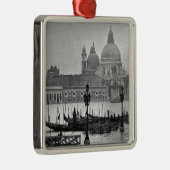 Schwarz-weißer Canal Venedig Italien Reisen Ornament Aus Metall (Rechts)
