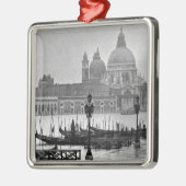 Schwarz-weißer Canal Venedig Italien Reisen Ornament Aus Metall (Links)