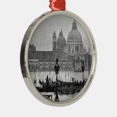 Schwarz-weißer Canal Venedig Italien Reisen Ornament Aus Metall (Rechts)