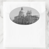 Schwarz-weißer Canal Venedig Italien Reisen Ovaler Aufkleber (Tasche)
