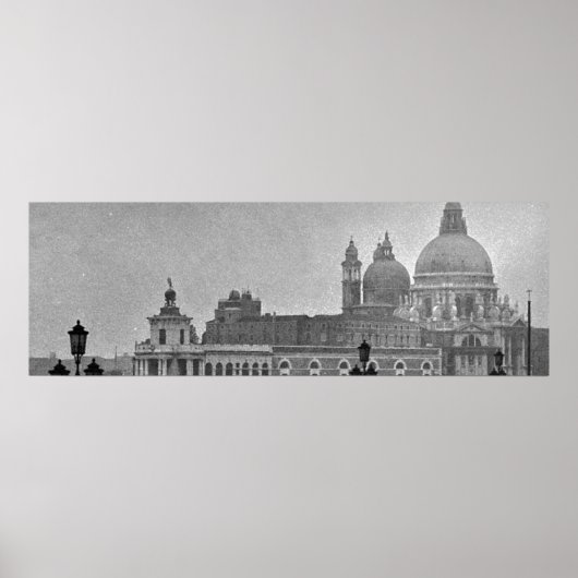 Schwarz-weißer Canal Venedig Italien Reisen Poster (Vorne)