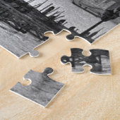 Schwarz-weißer Canal Venedig Italien Reisen Puzzle (Seite)