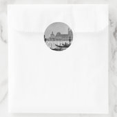 Schwarz-weißer Canal Venedig Italien Reisen Runder Aufkleber (Tasche)