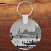 Schwarz-weißer Canal Venedig Italien Reisen Schlüsselanhänger (Vorderseite)