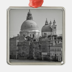 Schwarz-weißer Canal Venedig Italien Reisen Silbernes Ornament