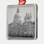 Schwarz-weißer Canal Venedig Italien Reisen Silbernes Ornament (Links)