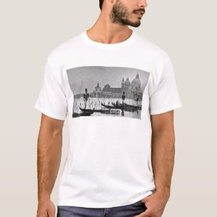 Schwarz-weißer Canal Venedig Italien Reisen T-Shirt