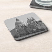 Schwarz-weißer Canal Venedig Italien Reisen Untersetzer (Linke Seite)