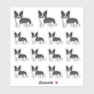 Schwarz-weißer Cardigan Welsh Corgi Cartoon-Hunde Aufkleber