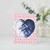 Schwarz-weißer Cat Bird-Liebe Feiertagspostkarte (Stehend Vorderseite)