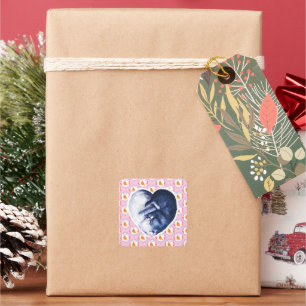 Schwarz-weißer Cat Bird Liebe Quadratischer Aufkleber