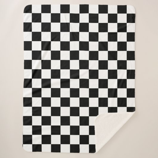 Schwarz-weißer Checked Checked Checked Karo Sherpadecke (Vorderseite)