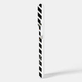 Schwarz-weißer Chevron-Blumenmonogramm Case-Mate iPhone Hülle (Rückseite / Links)
