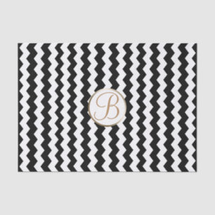 Schwarz-weißer Chevron-Druck Monogramm Buchstabe I Seidenpapier