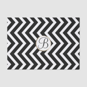 Schwarz-weißer Chevron-Druck Monogramm Buchstabe I Seidenpapier