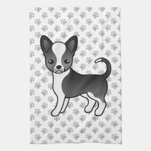 Schwarz-weißer Chihuahua-Hund mit glattem Fell & P Geschirrtuch