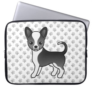 Schwarz-weißer Chihuahua-Hund mit glattem Fell & P Laptopschutzhülle