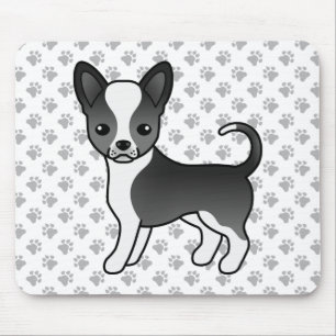 Schwarz-weißer Chihuahua-Hund mit glattem Fell & P Mousepad