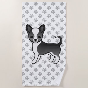 Schwarz-weißer Chihuahua-Hund mit glattem Fell & P Strandtuch