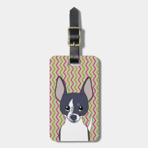 Schwarz-weißer Chihuahua Pink Grün Gold Chevron Gepäckanhänger