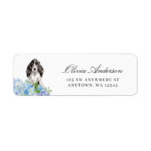 Schwarz-weißer Cocker Spaniel Blaue Hortensie (Vorne)