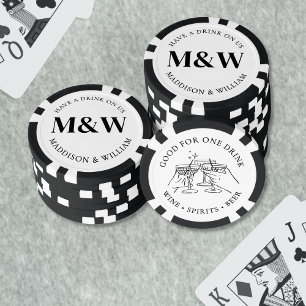 Schwarz-weißer Cocktail bei Hochzeiten Pokerchips
