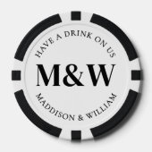 Schwarz-weißer Cocktail bei Hochzeiten Pokerchips (Vorderseite)