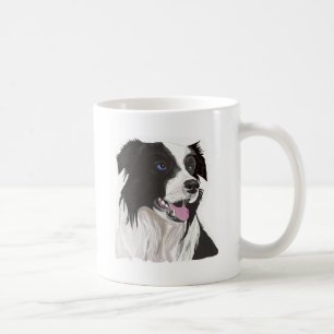 Schwarz-weißer Collie mit blauen Augen Kaffeetasse