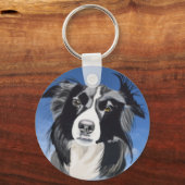 Schwarz-weißer Collie   Schlüsselanhänger (Rückseite)