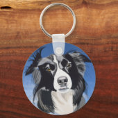 Schwarz-weißer Collie   Schlüsselanhänger (Vorderseite)