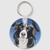 Schwarz-weißer Collie   Schlüsselanhänger (Rückseite)