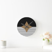 Schwarz-weißer Colorblock u. Brown-Diamant Runde Wanduhr (Zuhause)