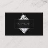 Schwarz-weißer Crystal Diamond Friseur Beauty Visitenkarte (Vorderseite)