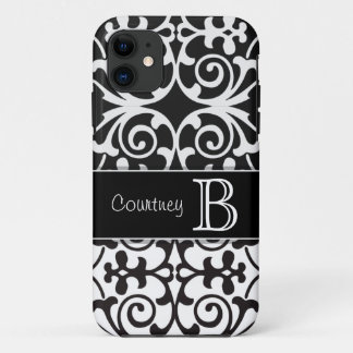 Schwarz-weißer Damast personalisiertes iPhone 5 Case-Mate iPhone Hülle