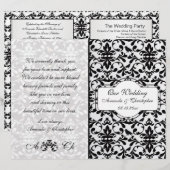 Schwarz-weißer Damastenhochzeitprogramm Flyer (Vorne/Hinten)