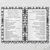 Schwarz-weißer Damastenhochzeitprogramm Flyer (Rückseite)