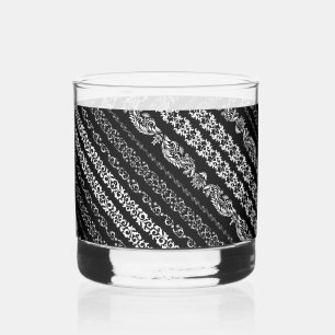 Schwarz-weißer Damaststreifen Whiskyglas