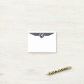 Schwarz-weißer Deco-Stil mit Monogramm Post-it Klebezettel (Auf Schreibtisch)