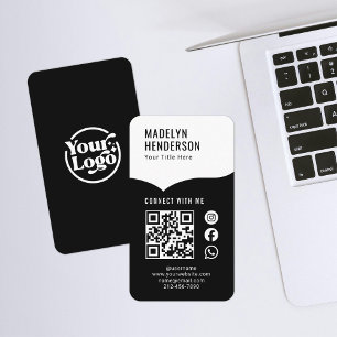 Schwarz-weißer digitaler Connect - QR-Code für soz Visitenkarte